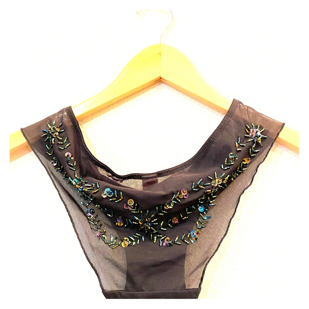 NWT Sexy embellished black sheer panty